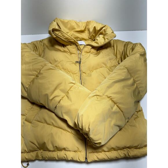 Stradivarius Women’s Puffer Coat Size Small Yellow Gold Cozy Core - Picture 9 of 14